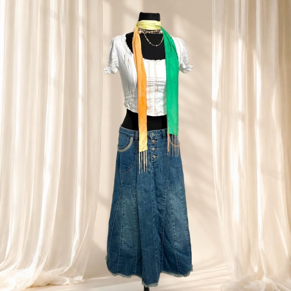 Style J Denim Button Front Midi Skirt Size 10